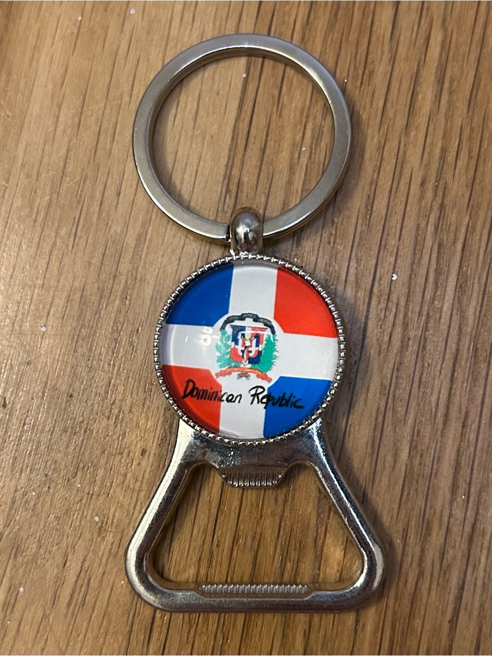 Dominican Republic Flag Blue & Red Bottle Opener Keychain